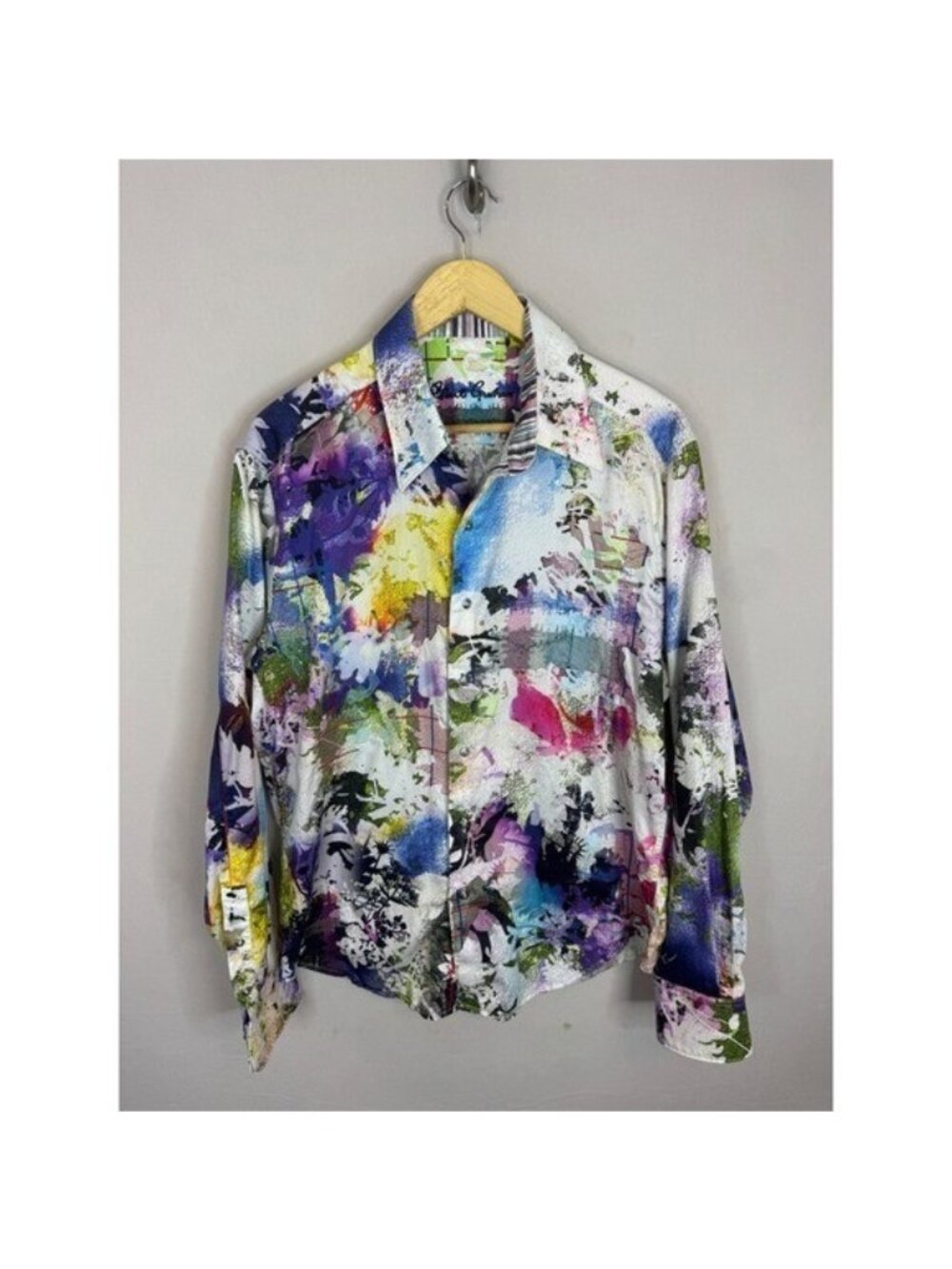 Robert Graham Classic Fit Abstract Paint Splatter Floral Button Down Shirt L